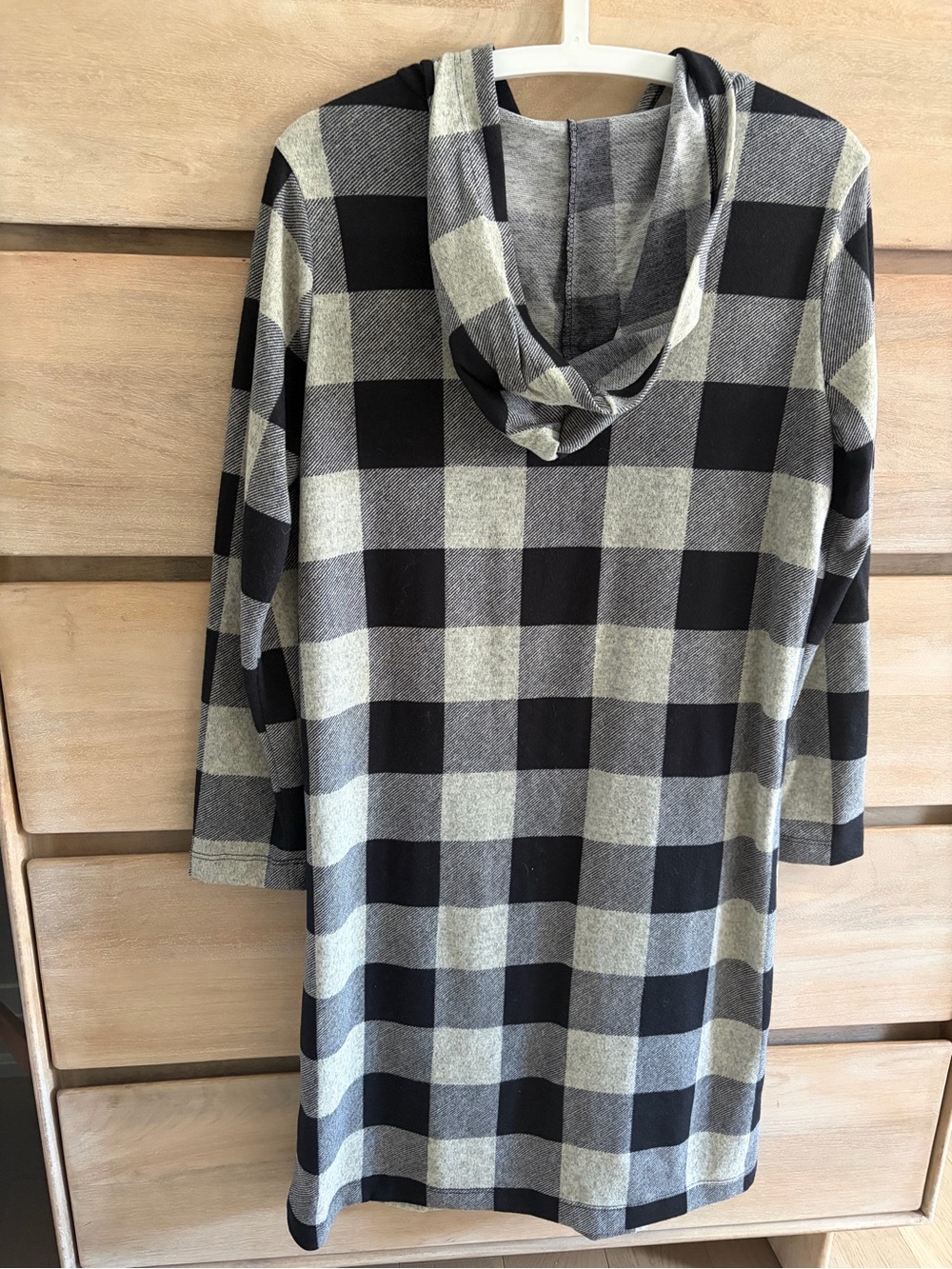 Pinkblush Black & Grey Buffalo Plaid Hooded Long Cardigan/Jacket, maternity - Picture 5 of 6